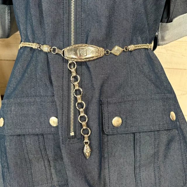 Silver Concho Chain Belt Womens Western Small/Medium 2154