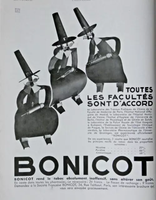 Publicité De Presse 1931 Bonicot Rend Le Tabac Absolument Inoffensif