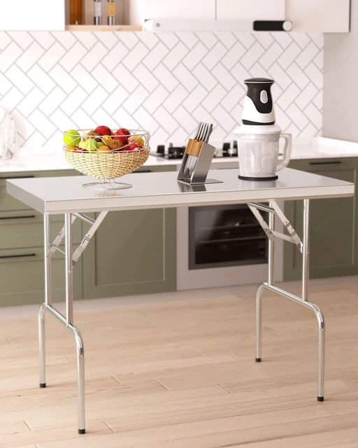 48" x 24" Stainless Steel Folding Table Prep Table for Restaurant, Hotel ,Home