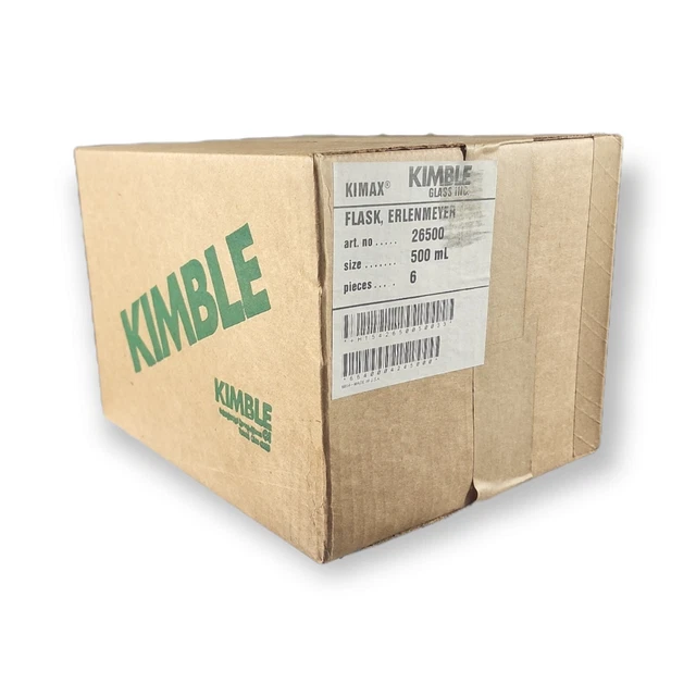 KIMBEL KIMAX 500ml Erlenmeyer 26500 Flasks Lab Glass Case Of 6