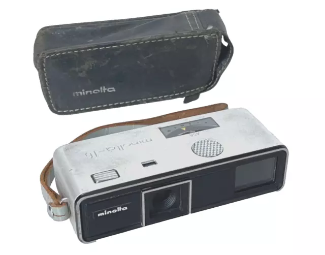 Vtg MINOLTA 16 Model P Subminature Micro Mini Pocket Camera+Case