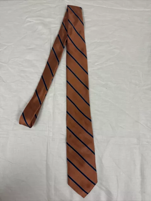 The Tie Bar Striped Orange Handmade 100%Silk Neck Tie 3.5W x 58”L