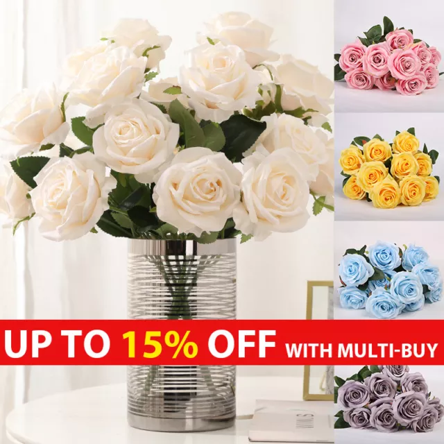 20/10 Heads Silk Rose Artificial Fake Flowers Bouquet Wedding Garden Party Decor