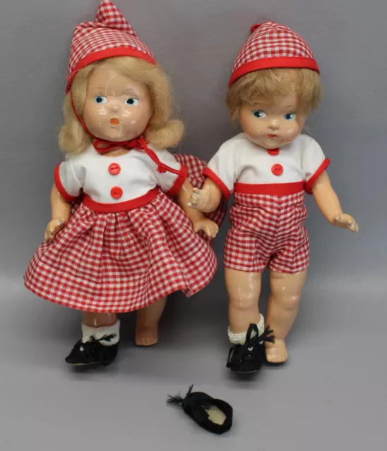 Vintage Vogue Toddles boy & girl doll Composition Jack Jill 8"