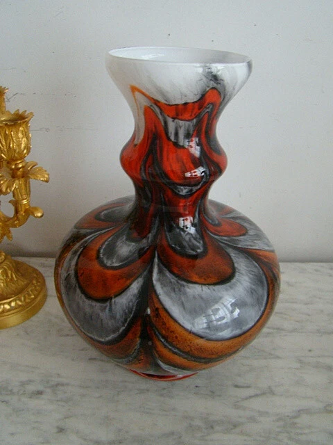 Vase Vintage En Verre Style Carlo Moretti - Marron/Beige - Années 60 - Murano