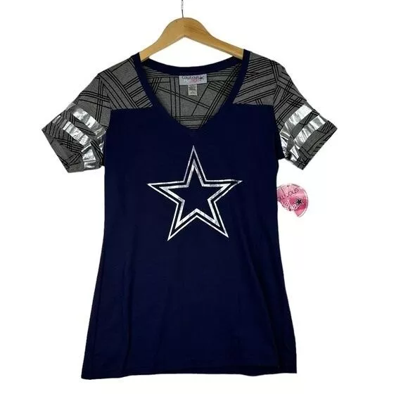 Dallas Cowboys NFL Women's Navy Ruthdale V Neck T shirt Size Medium