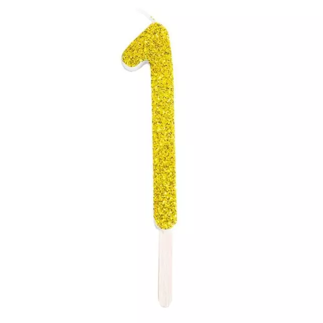 Birthday Cake Candles PME Gold Glitter Number Numeral 1 Party Celebration Topper