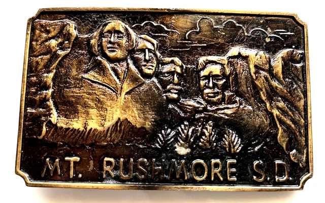 Vintage Mount Rushmore Belt Buckle Raised Design 4" wide