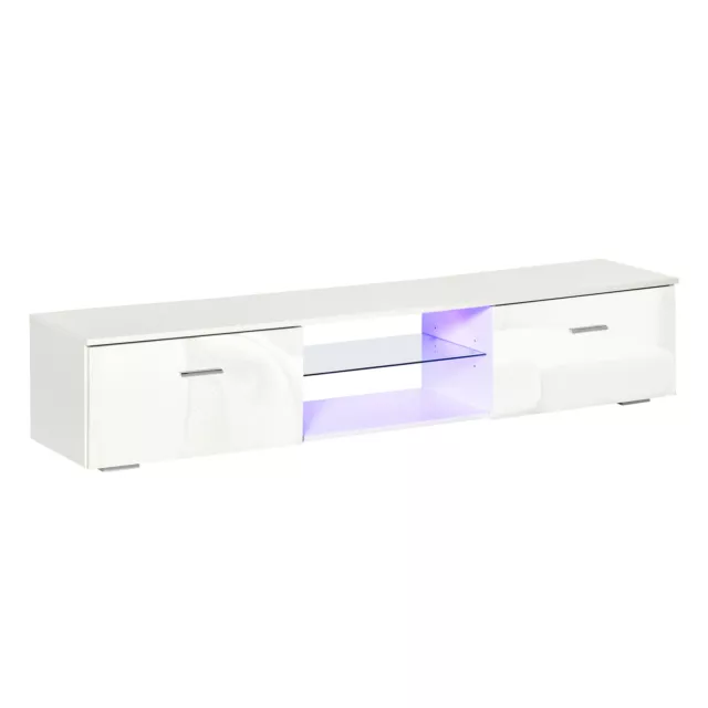 HOMCOM Mobile Porta TV con Luci LED 16 Colori per TV Fino 55" 160x35x30cm Bianco