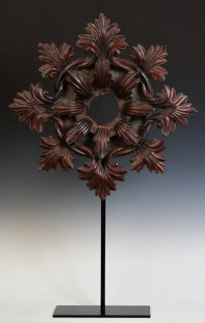 20th Century, Burmese Wooden Flower Decoration with Stand