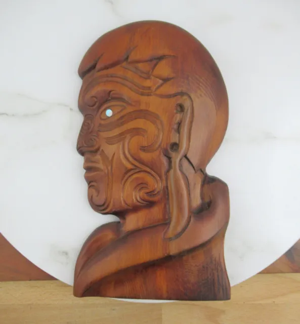 Vintage Carved Wooden New Zealand Tutanekai Maori Warrior Profile Wall Hanging