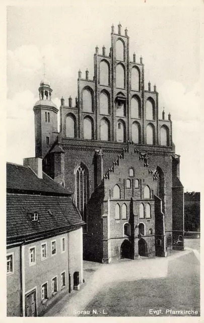 Evangelische Pfarrkirche in Sorau Niederlausitz Ostbrandenburg Postkarte AK