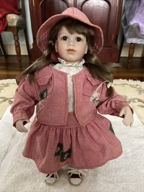 1996 Hillview Lane Porcelain Doll - Girl In Pink Casual Outfit