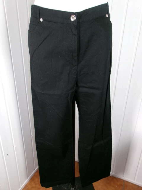 Pantalon Droit Femme SYM – Coton Noir Enduit Stretch, Taille 40 FR (12 UK) – Très Bon état, Livraison Offerte