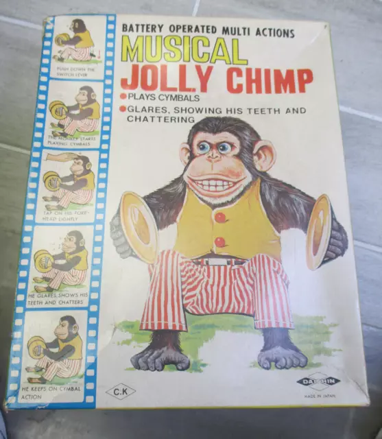 Musical Jolly Chimp W/Original Box Vintage 1960'S Daishin Japan Untested