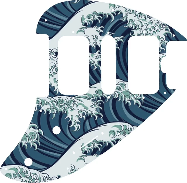 WD Custom Pickguard For Music Man Silhouette #GT02 Japanese Wave Tattoo Graphic WD Custom Pickguard For Music Man Silhouette #GT02 Japanese Wave Tattoo Graphic