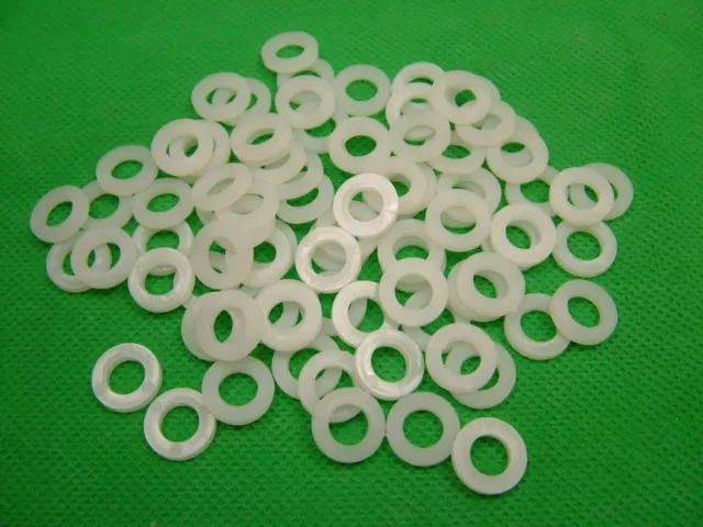 Nylon plastic washers M6 white, pack 100, outside/inside diameters 11.8mm/6.55mm