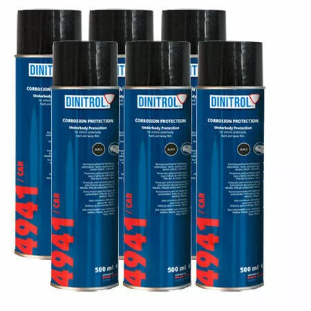 6x DINITROL 4941 UNDERBODY CHASSIS RUST PROOFING BLACK WAX 500ml Aerosol