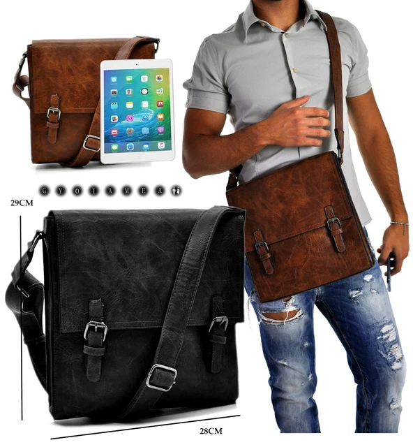 Borsello In Vera Pelle Louisiana | Piccola Borsa Uomo Vintage | Tracolla Regolabile Elegante