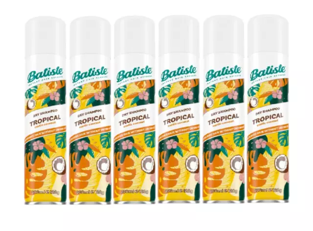 Batiste Dry Shampoo, Tropical Fragrance, 4.23 Fl Oz 6 Pack