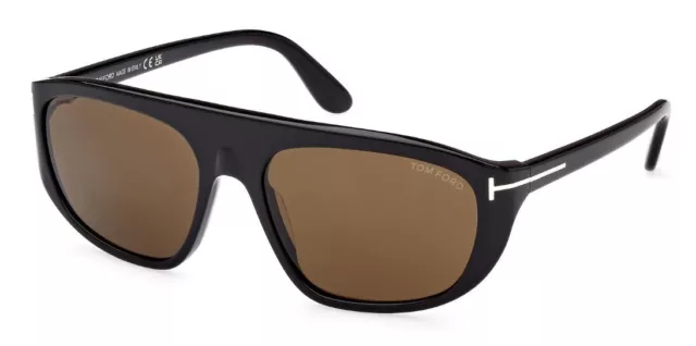 Tom Ford Edward Sunglasses FT1002-01J-58 Shiny Black Frame Roviex Lenses