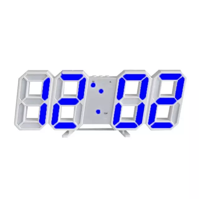 USB LED Digital Table Wall Clock Large 3D Display Alarm Brightness Dimmer I9Z5