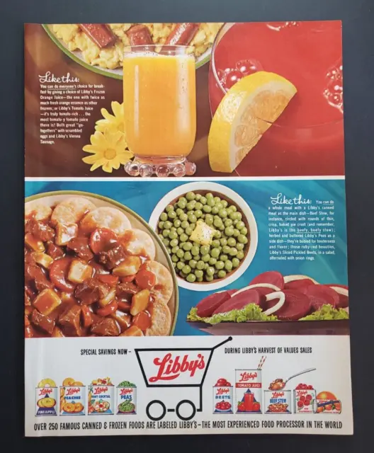 1962 Print Ad Libby's Frozen Orange Juice Canned Stew & Vegetables