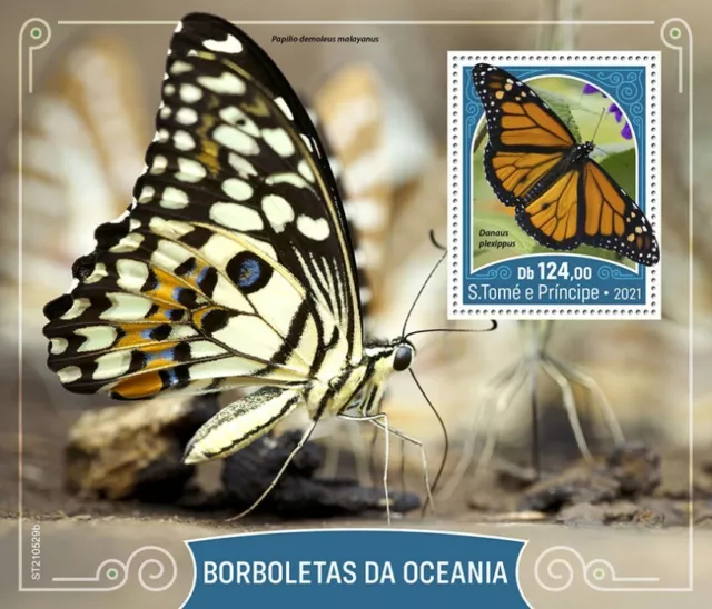 Sao Tome & Principe 2021 MNH Oceania Butterflies Stamps Monarch Butterfly 1v S/S