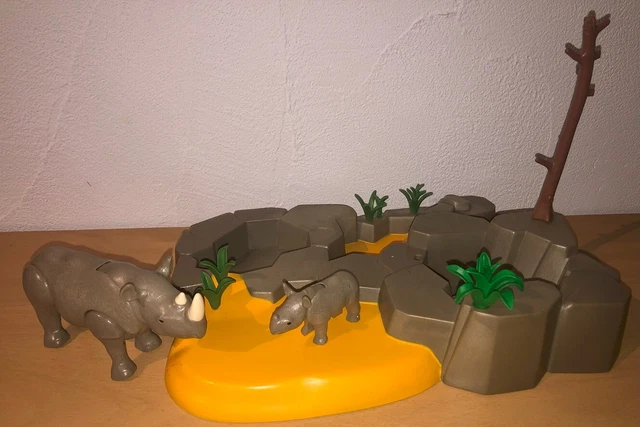 Figurine Playmobil Rhinocéros Gris - Animal De Safari/zoo - Occasion