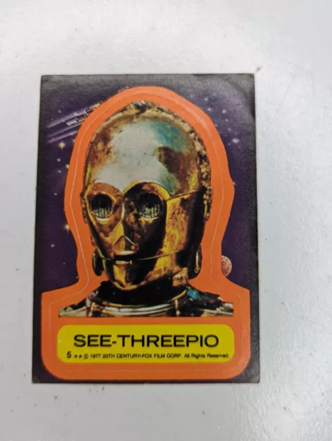 1977 Topps STAR WARS Series 1 Sticker #5 See-Threepio C-3PO