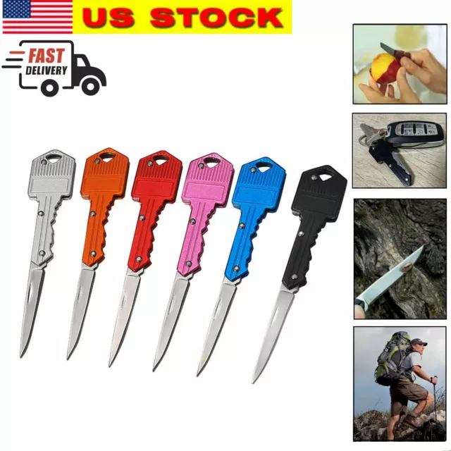 Portable Outdoor Survival Pocket Folding Key Shape Mini Key Chain Knife Camping