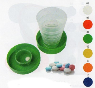 Bicchiere Tascabile Richiudibile Porta Compresse Plastica Campeggio Viaggi moc 