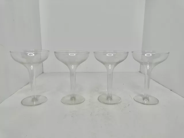 Vintage MCM Set of 4 Large Hollow Stem Champagne Glasses Stunning