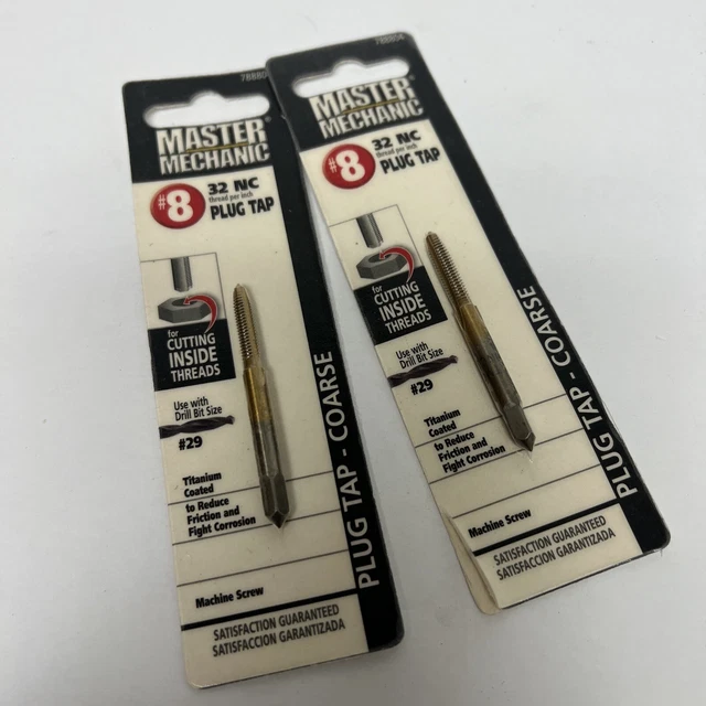 2 Master-Mechanic-8-32-Nc-Plug-Tap-Coarse-788804-Mfg295571  New