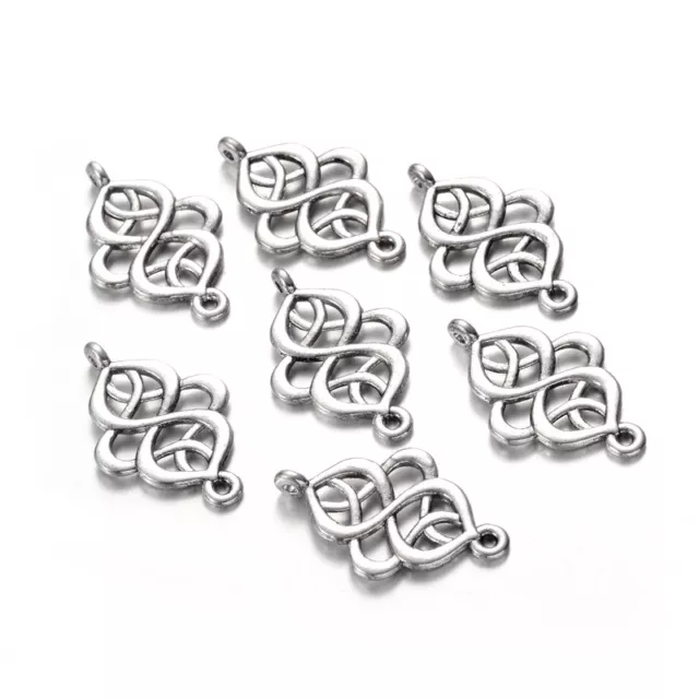 20pcs Tibetan Alloy Filigree Charm Connectors 1/1 Loop Antique Silver Links 28mm