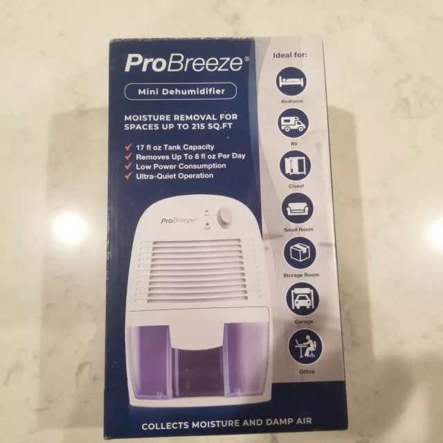 Pro Breeze Mini Dehumidifier 17 fl oz Tank For Small Rooms Model PB-02RT-US