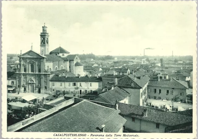 Casalpusterlengo - Panorama dalla Torre Medioevale - Cartolina viaggiata 1943