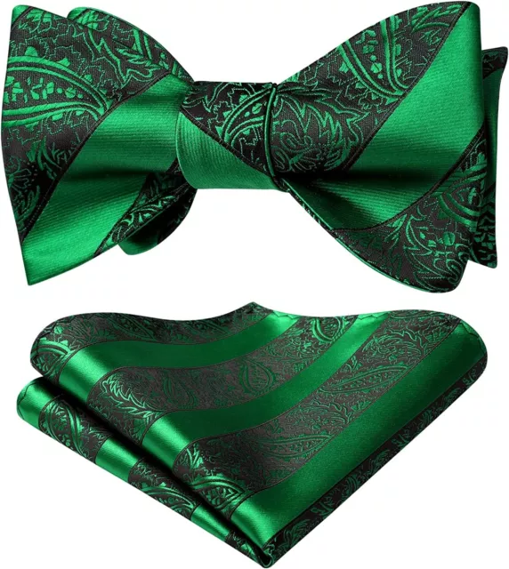 Men's Floral Paisley Self Bow Ties Classic Formal Tuxedo Satin Woven Silk Bowtie