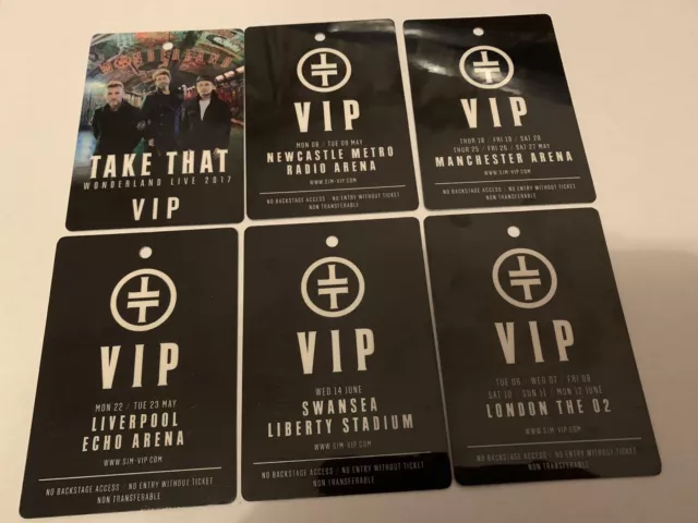 Take That - Wonderland Live 2017 - Collection Of 6 VIP Laminates