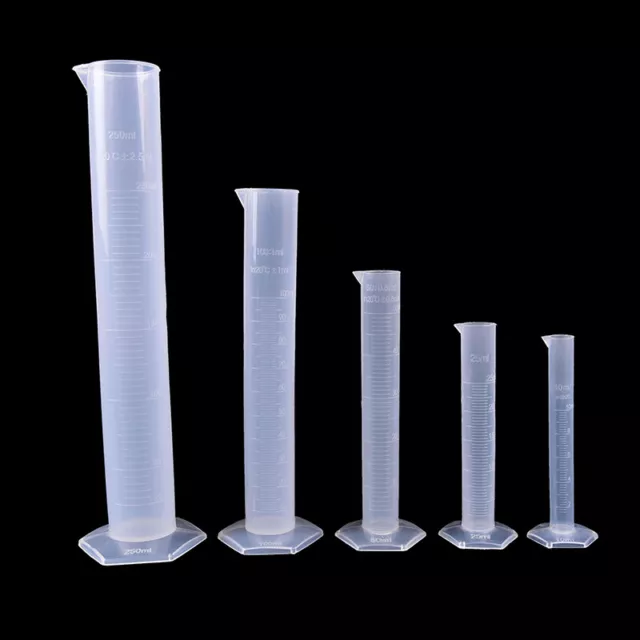 10/25/50/100/250ML Plastic Measuring Cylinder Laboratory Test Graduated Tube√ zh