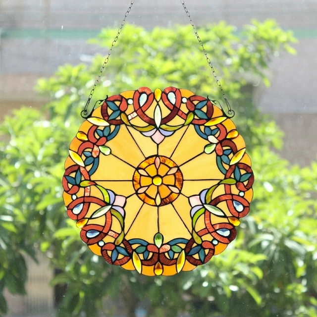 20" Victorian Candy Tiffany Style-Stained Glass Window Panel