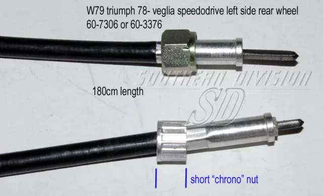 Tachowelle Speedo cable rear wheel left hand Veglia Triumph 78- 60-7306 60-3376