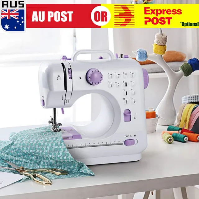 12 Stitches Mini Electric Sewing Machine Portable Overlock 2 Speeds Foot Pedal B
