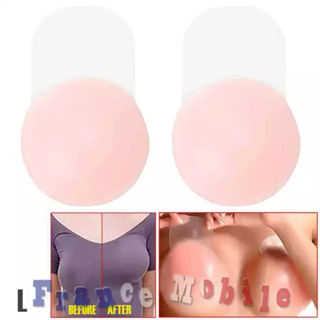 2x Silicone Soutien-Gorge Cache Teton Sein Auto-adhesif Sexy Bonnet C D E Ronde