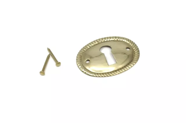 1 1/2" Keyhole Cover Plate Escutcheon Furniture Brass Key Hole Lock Plate