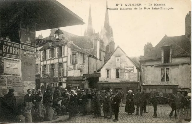 Cpa Bretagne / Quimper Le Marche De La Rue Saint Francois