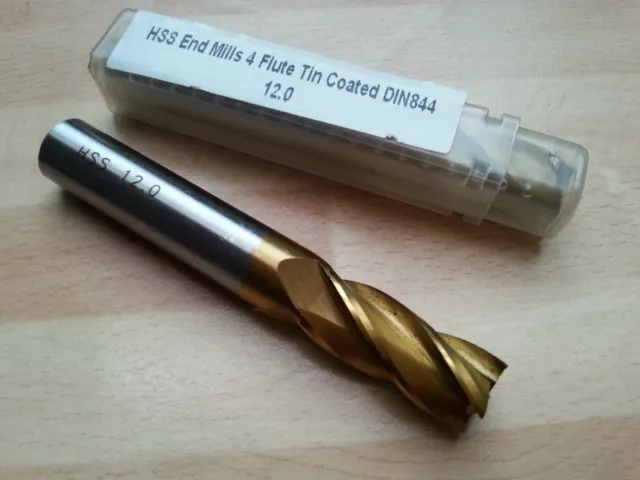 4 flute End Mill TiN coated - Metric  Sizes 2mm - 30mm