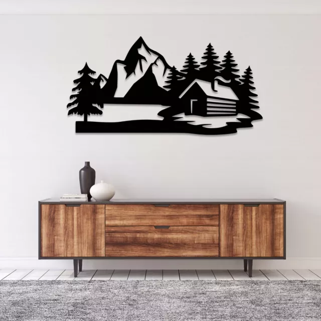 Wall Art Home Decor Metal Acrylic 3D Silhouette Poster USA Cabin Scenery