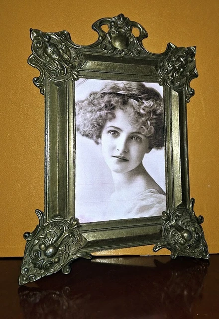 Baroque Style Aged Brass Ornate  Photo Picture Frame on Easel Stand