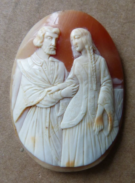 Camée Antique Sur Coquille, Pierre Dominante Pêche, Sans Marque